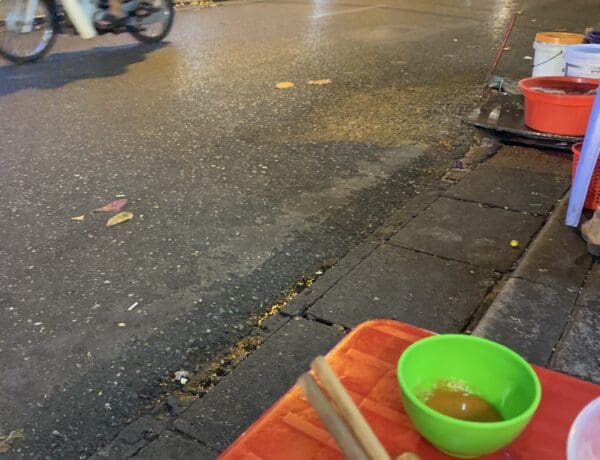 Red tiny table in Vietnam