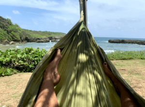 Hammock with toes at the Yoga retreat