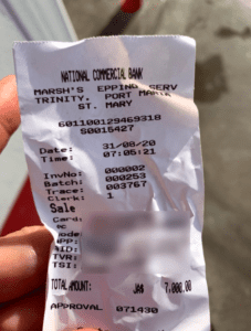 Receipt from gas station  