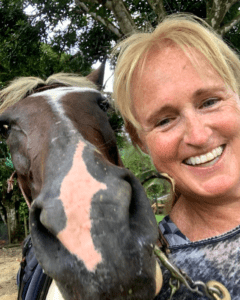 Selfi of the Hostel Mom and her horse. Both smiling